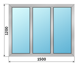 Трехстворчатое окно Alumil 1500x1200