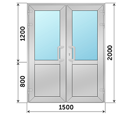 Двухстворчатая дверь со стеклом NEWTEC EL 65P 1500x2000