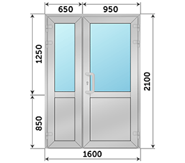 Полуторная дверь со стеклом NEWTEC EL 65P 1600x2100