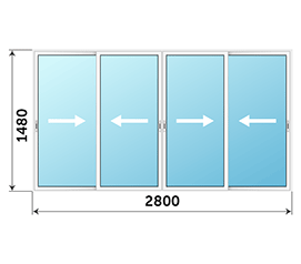 Окно на лоджию Provedal 2800x1480