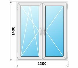 Двухстворчатое пятикамерное окно 1200x1400