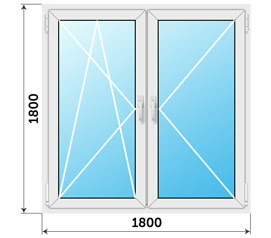 Окно из профиля Rehau 2 створки 1800x1800 5-камерное