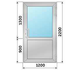 Одностворчатая дверь со стеклом NEWTEC EL 65P 1200x2200