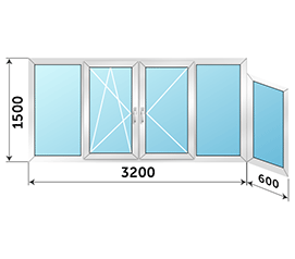 Балконное окно Provedal 3800x1500 в доме II-18/12