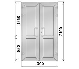 Двухстворчатая дверь глухая NEWTEC EL 65P 1300x2100