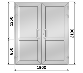 Двухстворчатая дверь глухая NEWTEC EL 65P 1800x2100