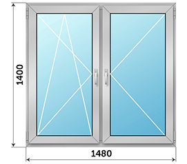 Двухстворчатое окно Rehau 1480x1400
