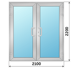 Двухстворчатая дверь остекленная СИАЛ 2100x2200