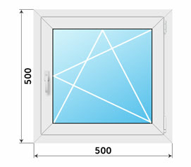 Окно пять камер поворотно-откидное 500x500 Рехау