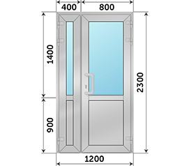 Полуторная дверь со стеклом NEWTEC EL 65P 1200x2300