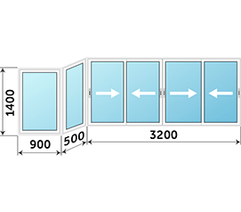 Окно на балкон Provedal 4600x1400