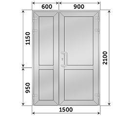 Полуторная дверь глухая NEWTEC EL 65P 1500x2100